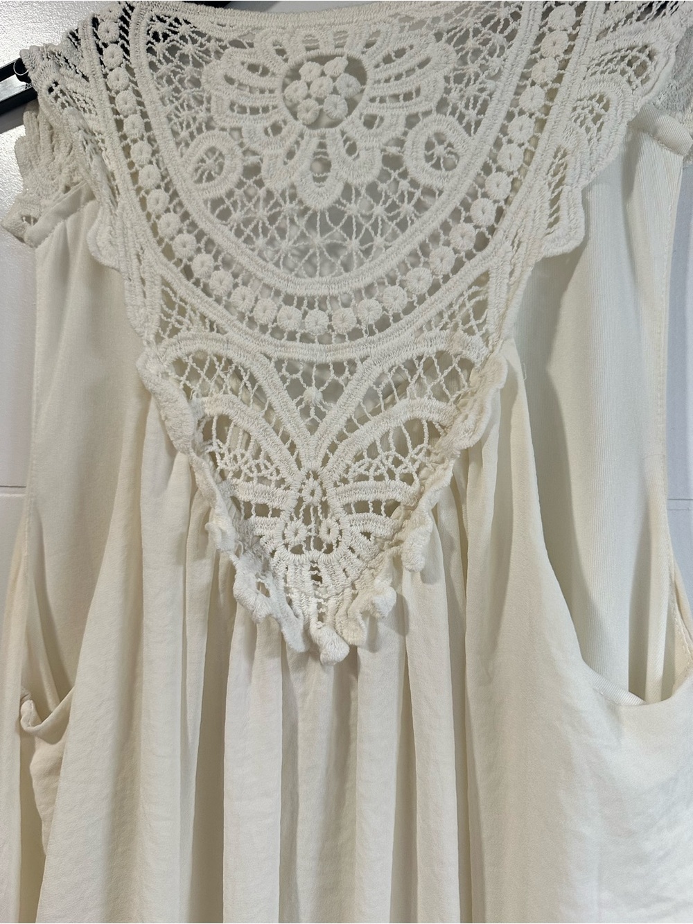 H&M Cream Crochet Yoke Mini Dress